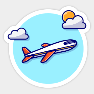 Plane Cartoon Vector Icon Illustration Sticker